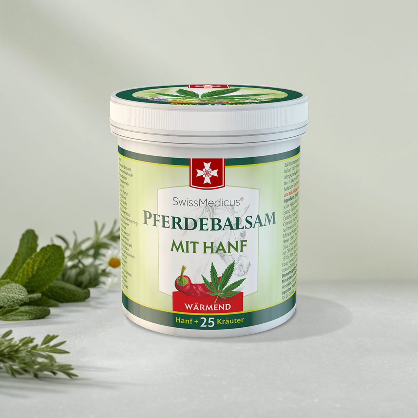 Konjski balzam s konopljo, ki greje